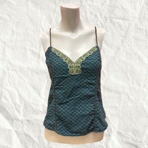 Y2K Embroidered Cotton Cami Top Bohemian Boho Festival Medium